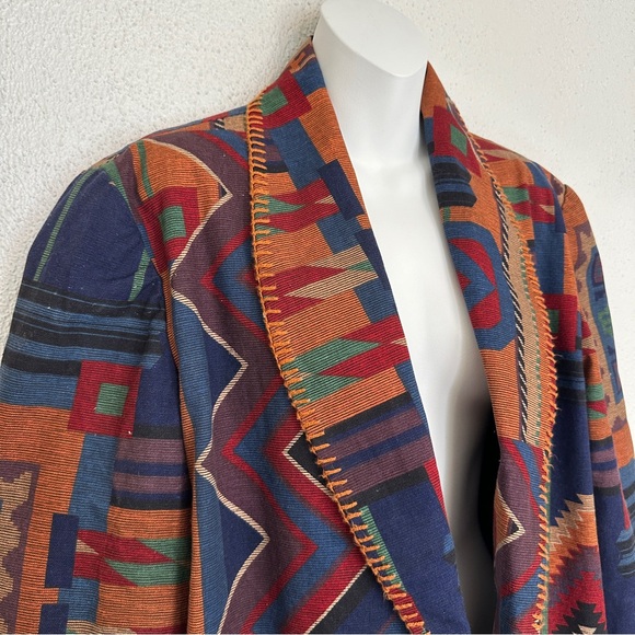 Rhonda Stark Vintage 80s 90s tapestry Indian blanked Aztec blazer jacket coat - Picture 5 of 13